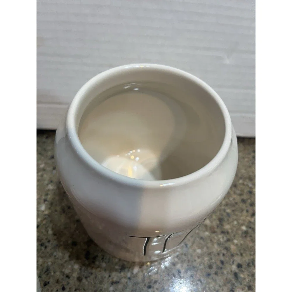 Rae Dunn Artisan Collection by Magenta White Ceramic Tea Canister With Lid